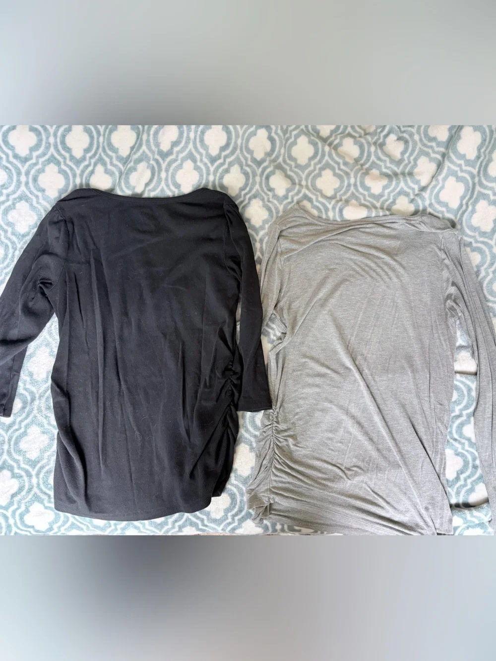 Sonoma 2 Long Sleeve Scoop Neck Maternity Tops — Black & Light Gray Size L